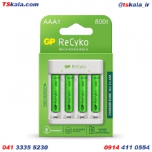 شارژر باتری E411 جی پی + 4 عدد باتری نیم قلمی شارژی 800mAh جی پی